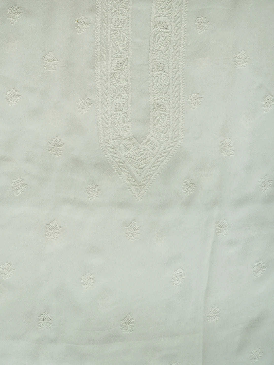 Ada Hand Embroidered White Pure Georgette Lucknowi Chikankari Unstitched Men's Kurta Piece 01A533916