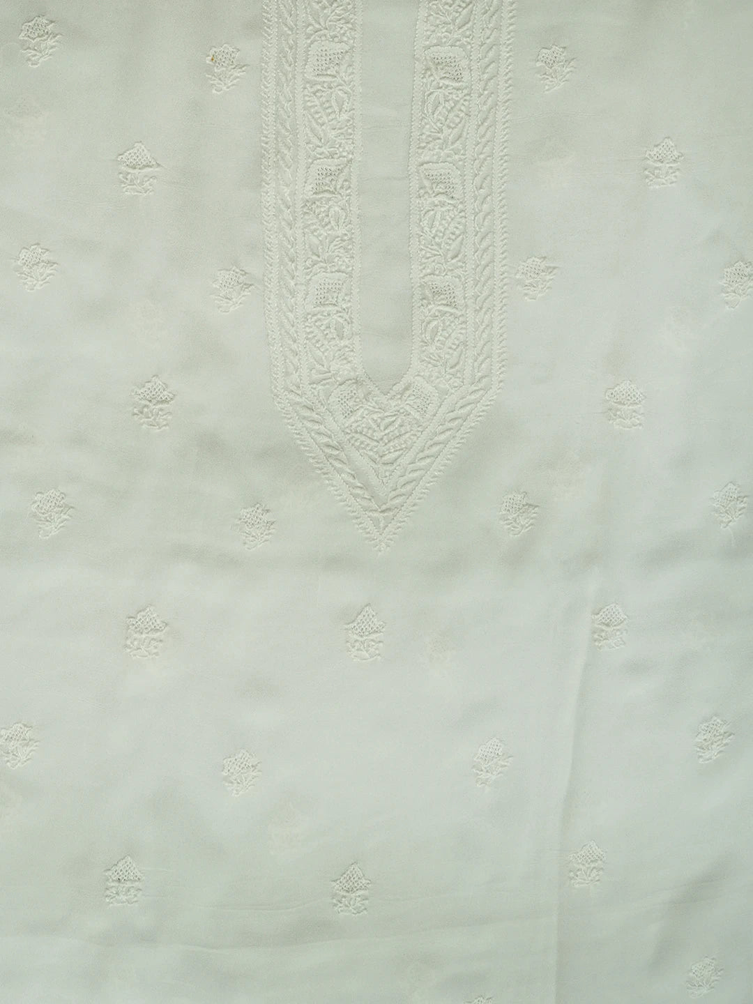 Ada Hand Embroidered White Pure Georgette Lucknowi Chikankari Unstitched Men's Kurta Piece 01A533916