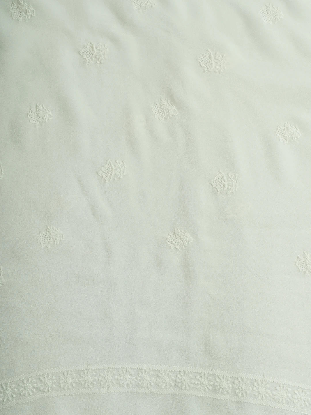 Ada Hand Embroidered White Pure Georgette Lucknowi Chikankari Unstitched Men's Kurta Piece 01A533916