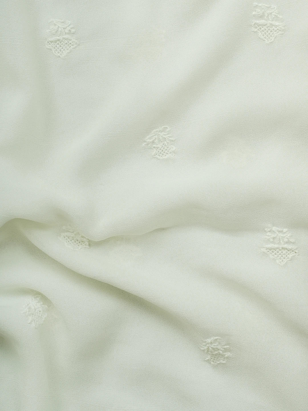 Ada Hand Embroidered White Pure Georgette Lucknowi Chikankari Unstitched Men's Kurta Piece 01A533916