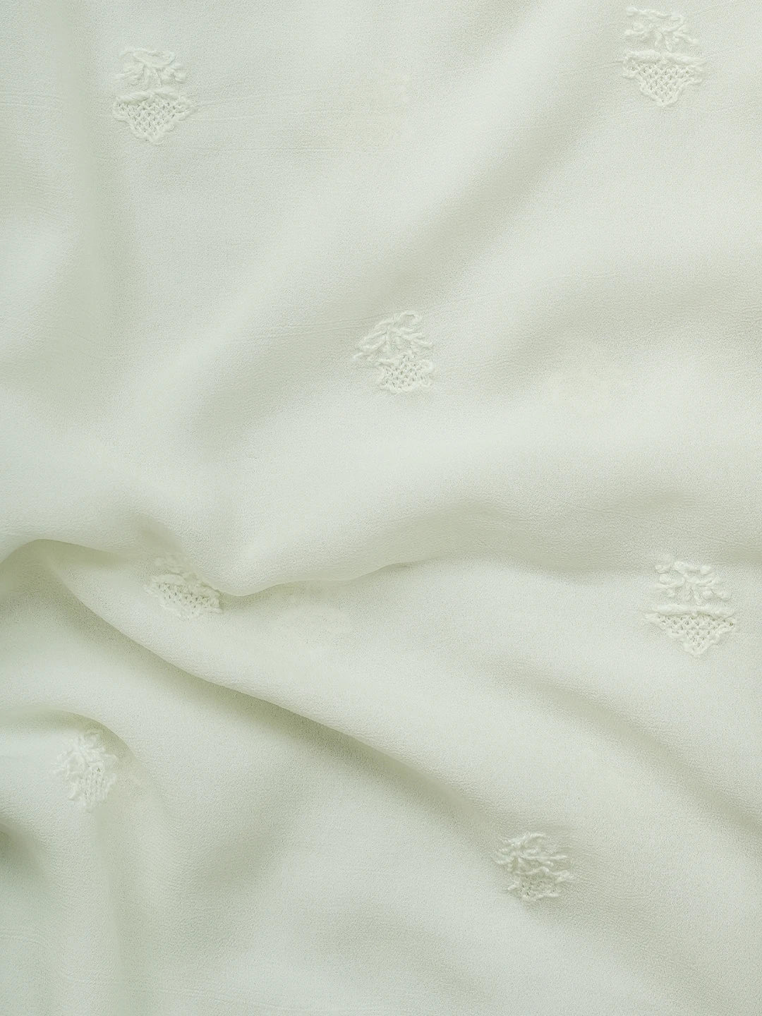Ada Hand Embroidered White Pure Georgette Lucknowi Chikankari Unstitched Men's Kurta Piece 01A533916