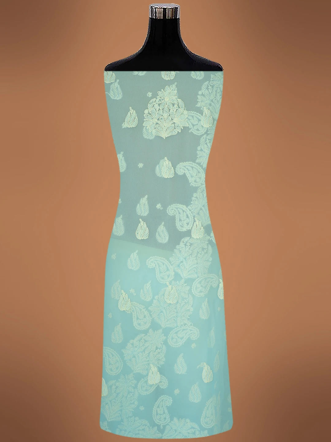 Ada Hand Embroidered Blue Georgette Lucknowi Chikankari Unstitched Kurta Piece 01A678688
