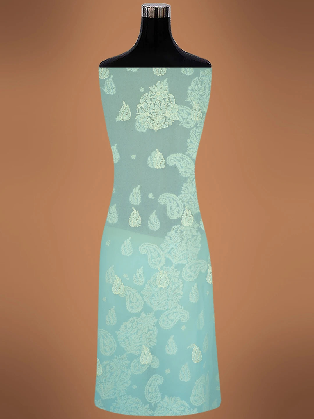 Ada Hand Embroidered Blue Georgette Lucknowi Chikankari Unstitched Kurta Piece 01A678688