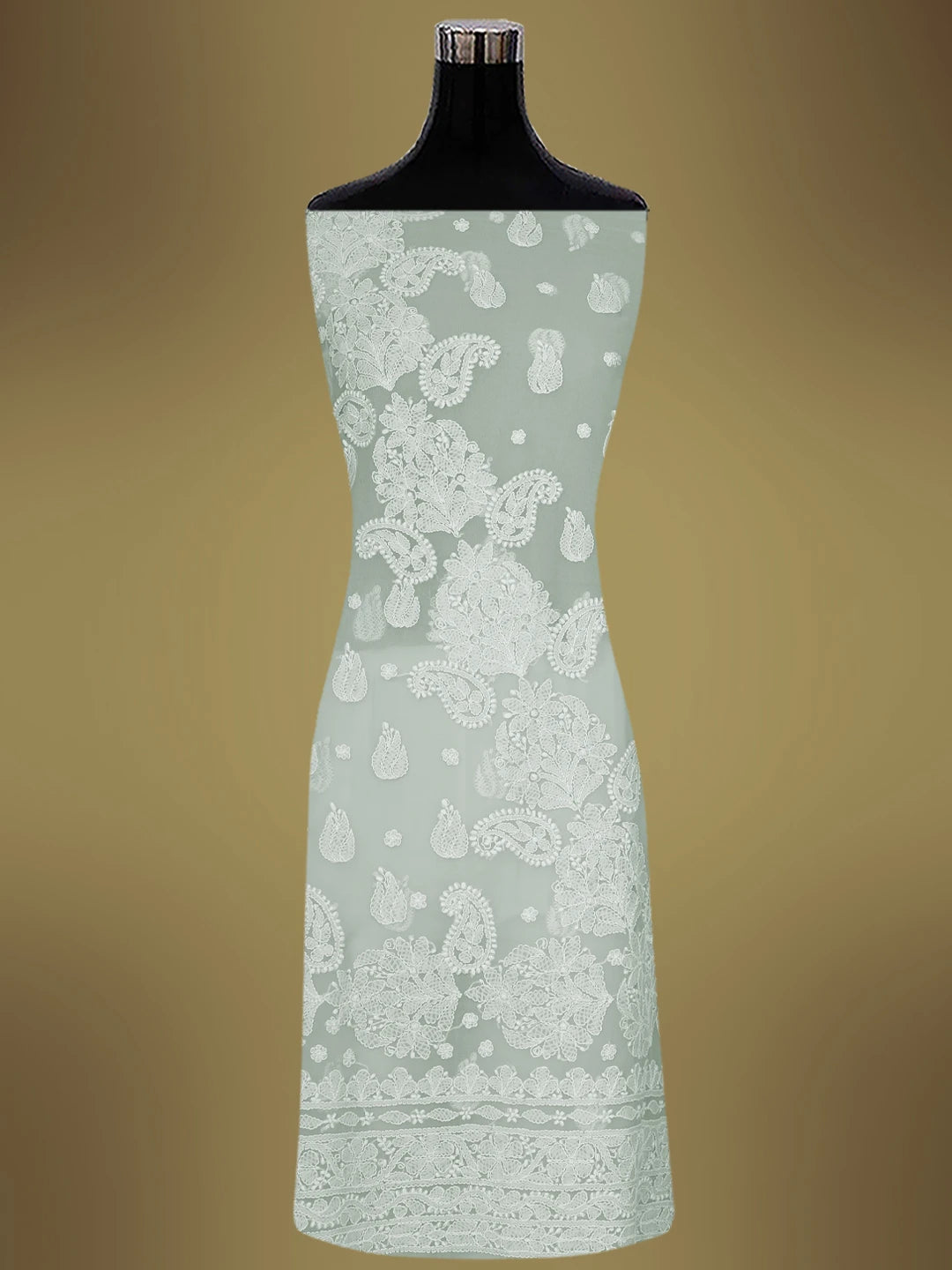 Ada Hand Embroidered Grey Georgette Lucknowi Chikankari Unstitched Kurta Piece 01A678695