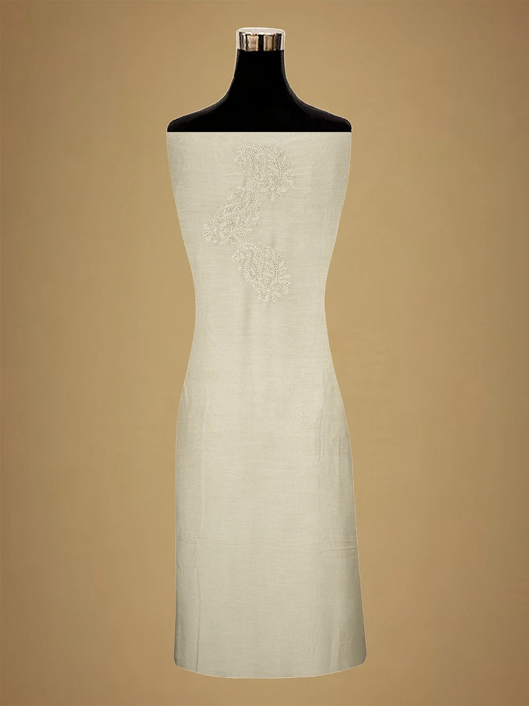 Ada Hand Embroidered Fawn Muslin Lucknowi Chikankari Unstitched Suit Piece With Cutdana Work 01A709421