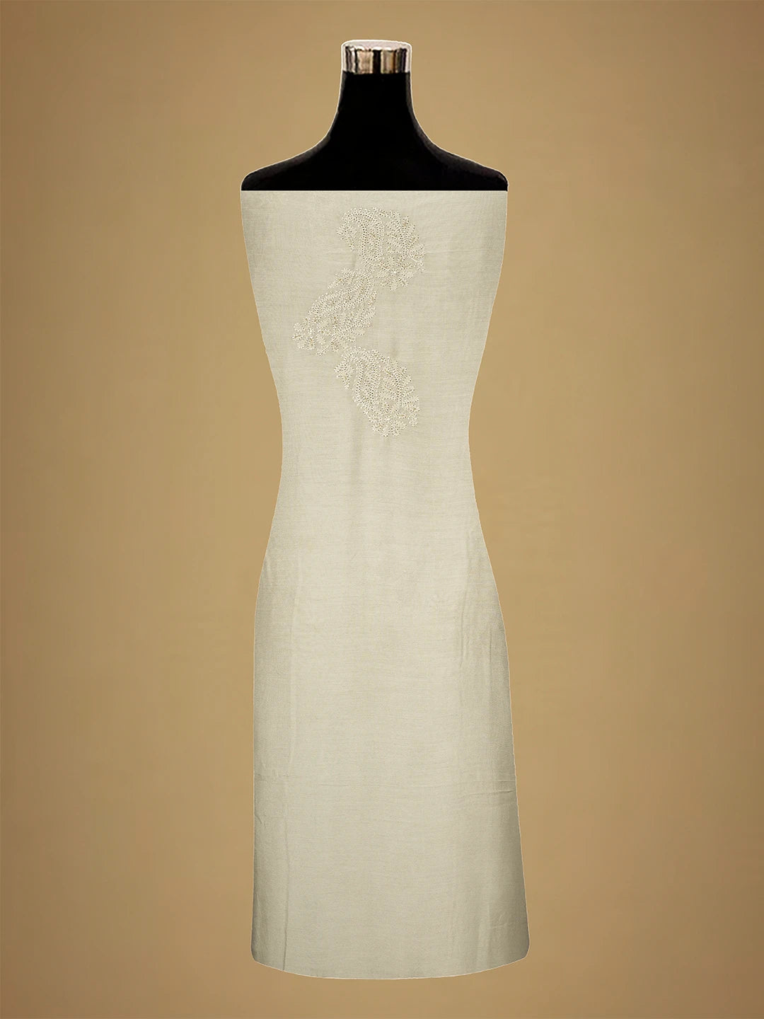 Ada Hand Embroidered Fawn Muslin Lucknowi Chikankari Unstitched Suit Piece With Cutdana Work 01A709421