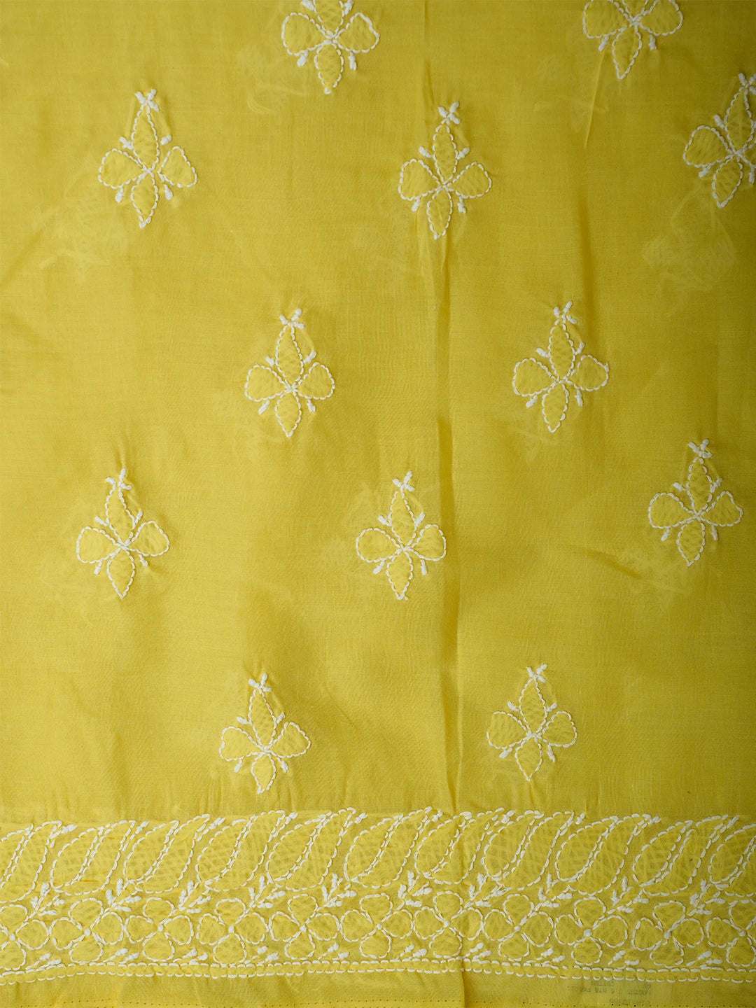 Ada Hand Embroidered Yellow Cotton Lucknowi Chikankari Unstitched Suit Piece 01A710365