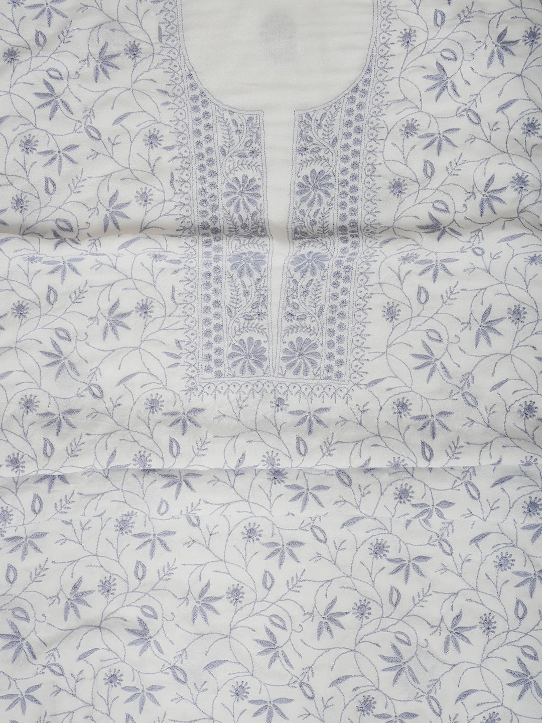 Ada Hand Embroidered White Modal Lucknowi Chikankari Unstitched Suit Piece 01A700564