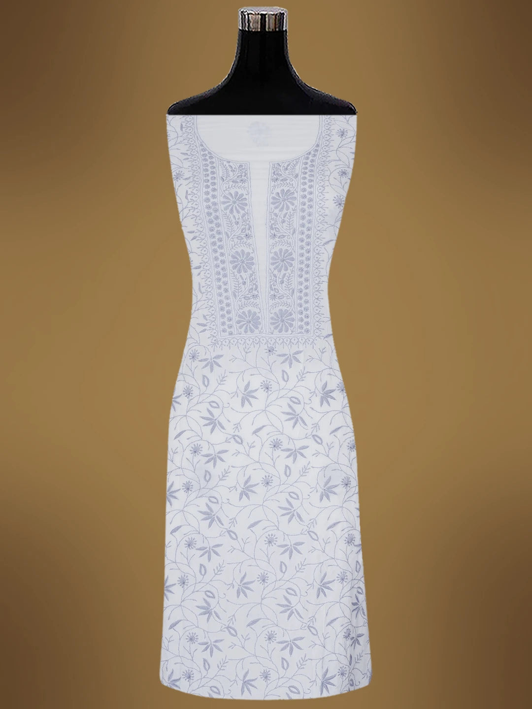 Ada Hand Embroidered White Modal Lucknowi Chikankari Unstitched Suit Piece 01A700564
