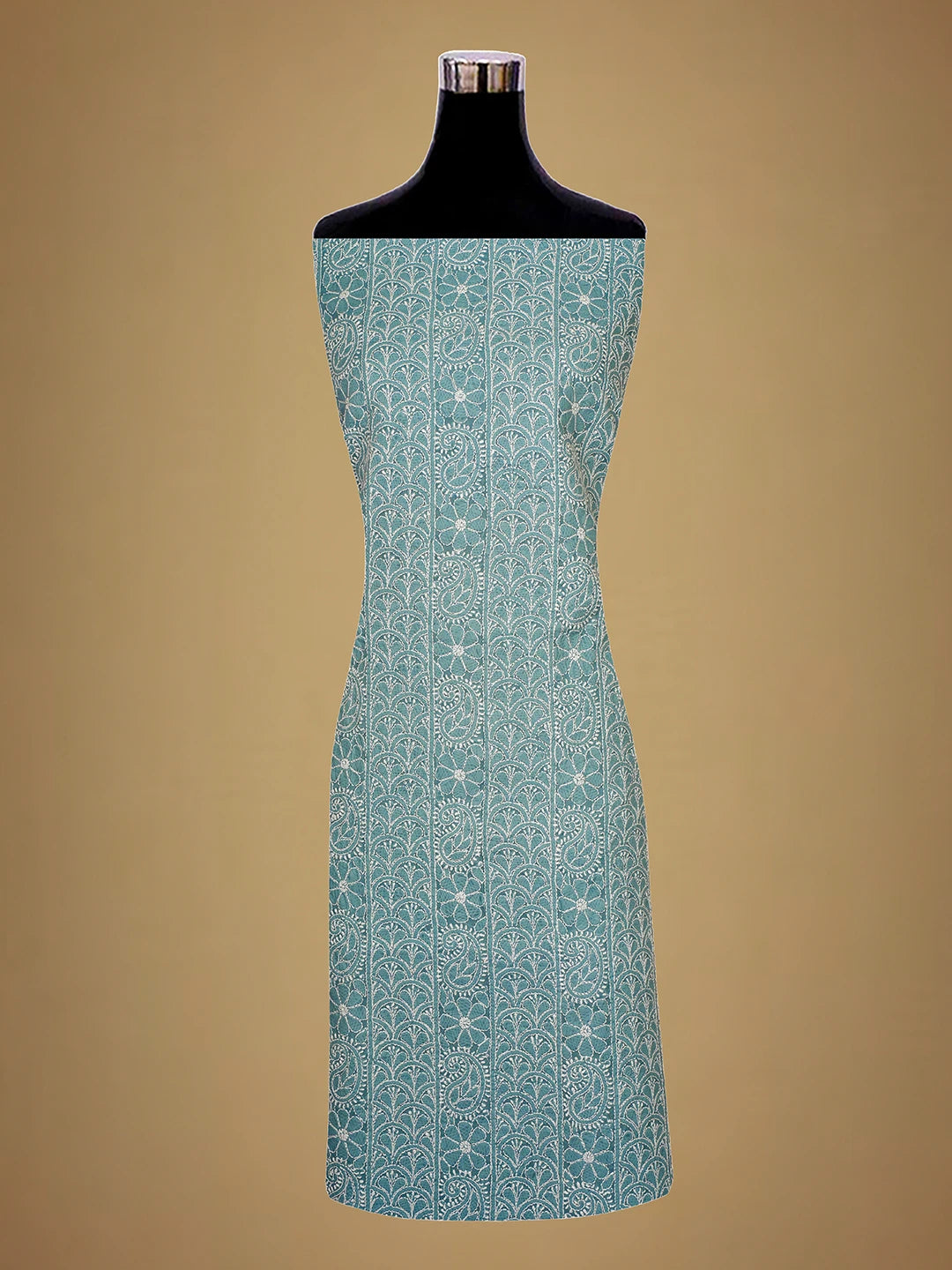 Ada Hand Embroidered Grey Cotton Lucknowi Chikankari Unstitched Suit Piece 01A710376