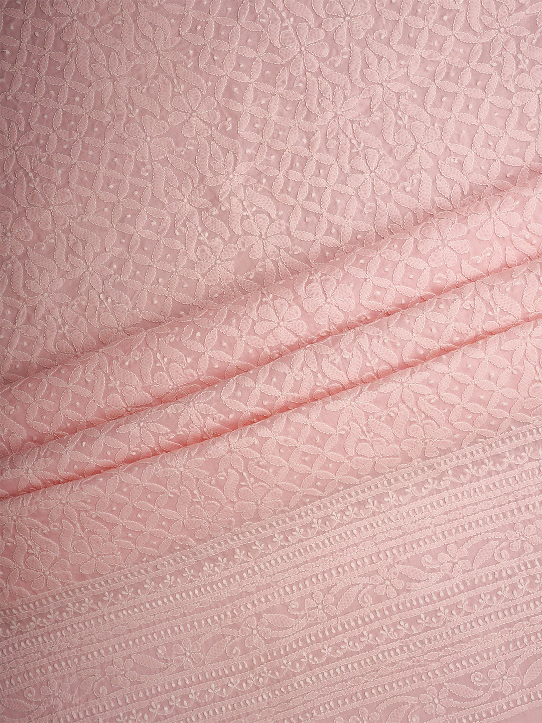 Ada Hand Embroidered Pink Cotton Lucknowi Chikankari Unstitched Suit Piece 01A710368