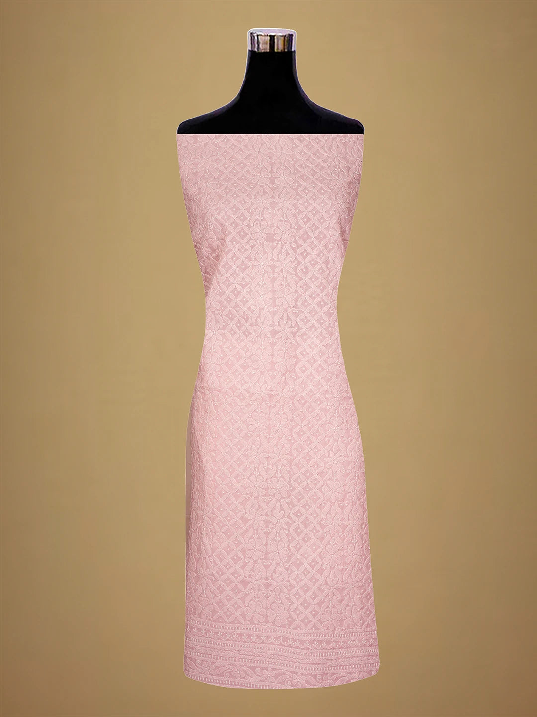 Ada Hand Embroidered Pink Cotton Lucknowi Chikankari Unstitched Suit Piece 01A710368