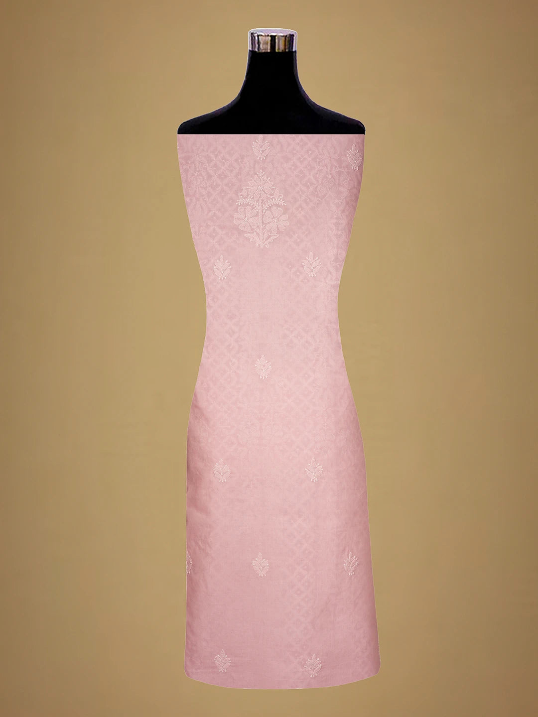 Ada Hand Embroidered Pink Cotton Lucknowi Chikankari Unstitched Suit Piece 01A710368