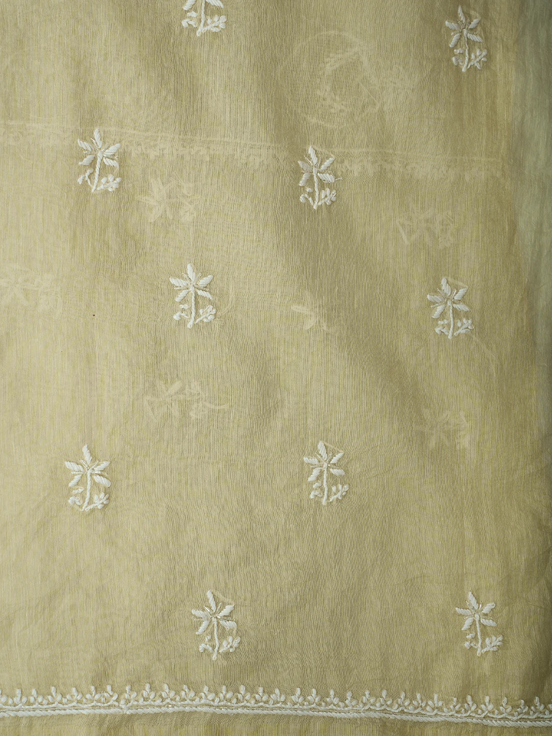 Ada Hand Embroidered Fawn Chanderi Lucknowi Chikankari Unstitched Suit Piece With Cutdana Work 01A709323