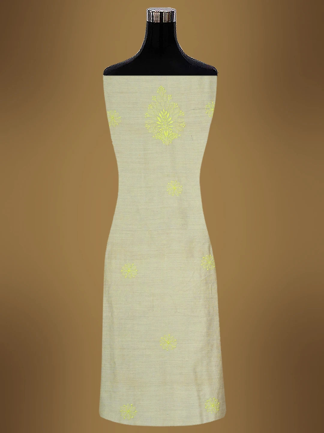 Ada Hand Embroidered Fawn Silk Lucknowi Chikankari Unstitched Suit Piece With Sequins Work 01A705176