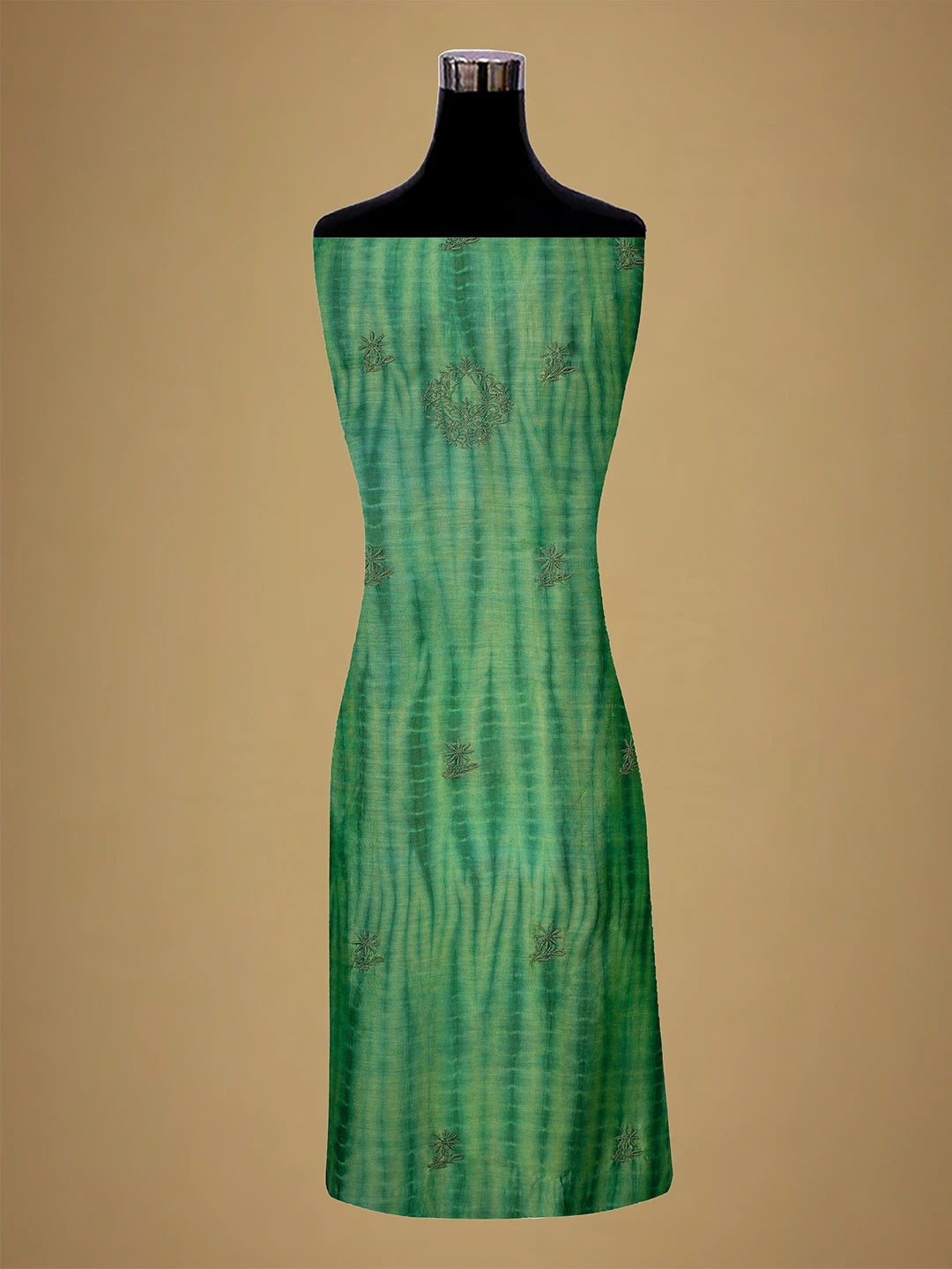 Ada Hand Embroidered Mantis Green Silk Lucknowi Chikankari Unstitched Kurta Dupatta Set 01A679978