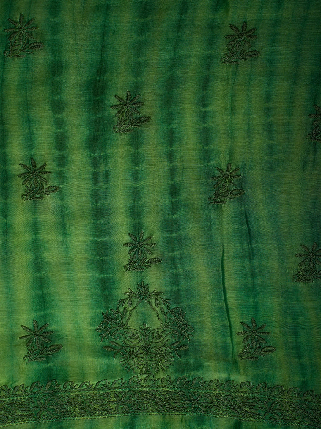 Ada Hand Embroidered Mantis Green Silk Lucknowi Chikankari Unstitched Kurta Dupatta Set 01A679978