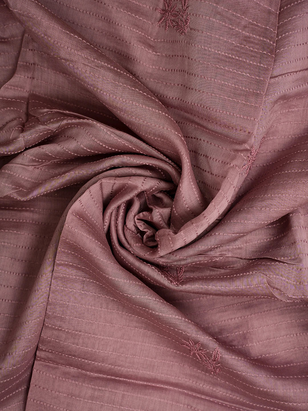 Ada Hand Embroidered Dark Dusty Peach Chanderi Lucknowi Chikankari Unstitched Kurta Dupatta Set 01A665279