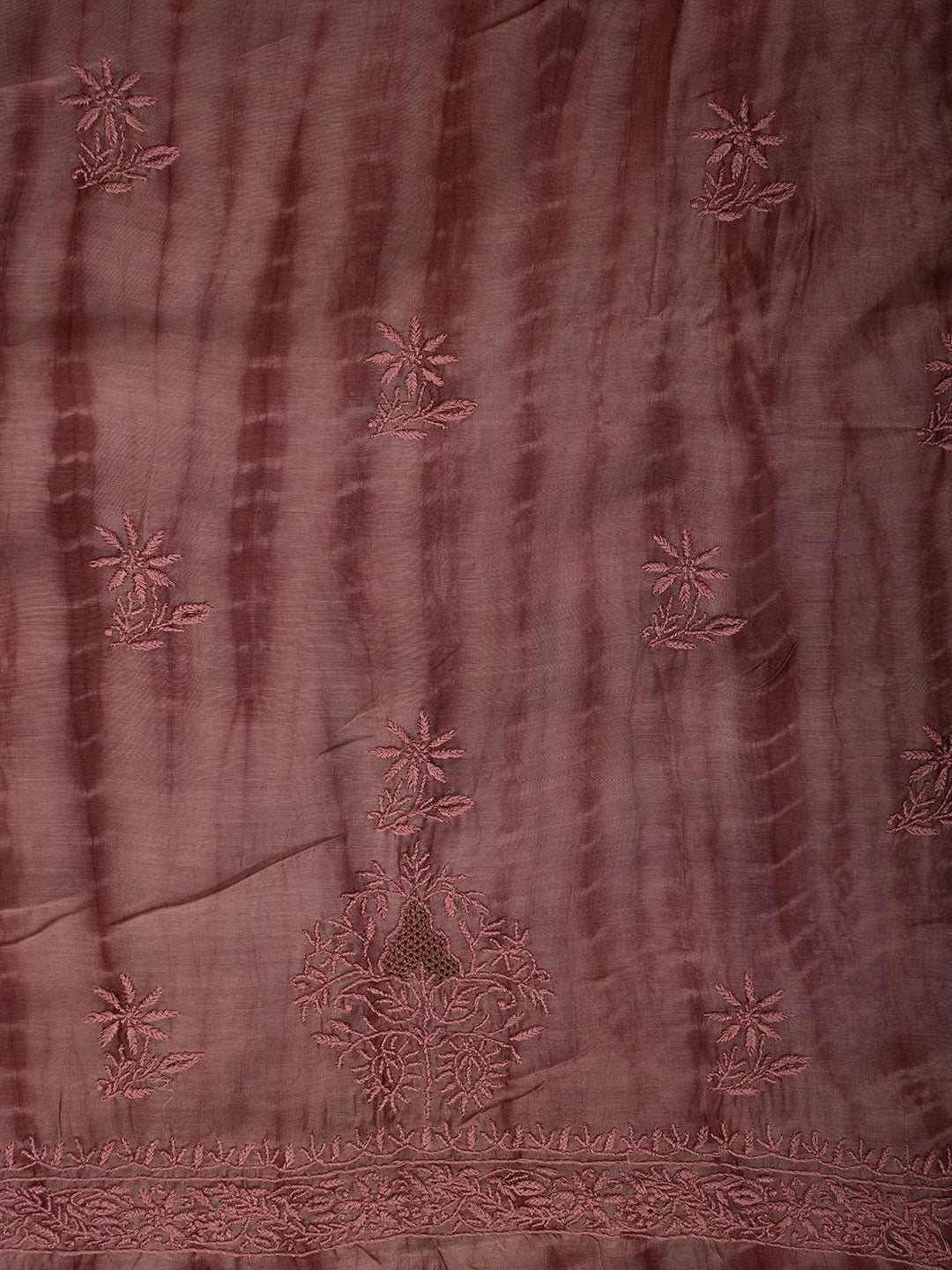 Ada Hand Embroidered Dark Dusty Peach Chanderi Lucknowi Chikankari Unstitched Kurta Dupatta Set 01A665279
