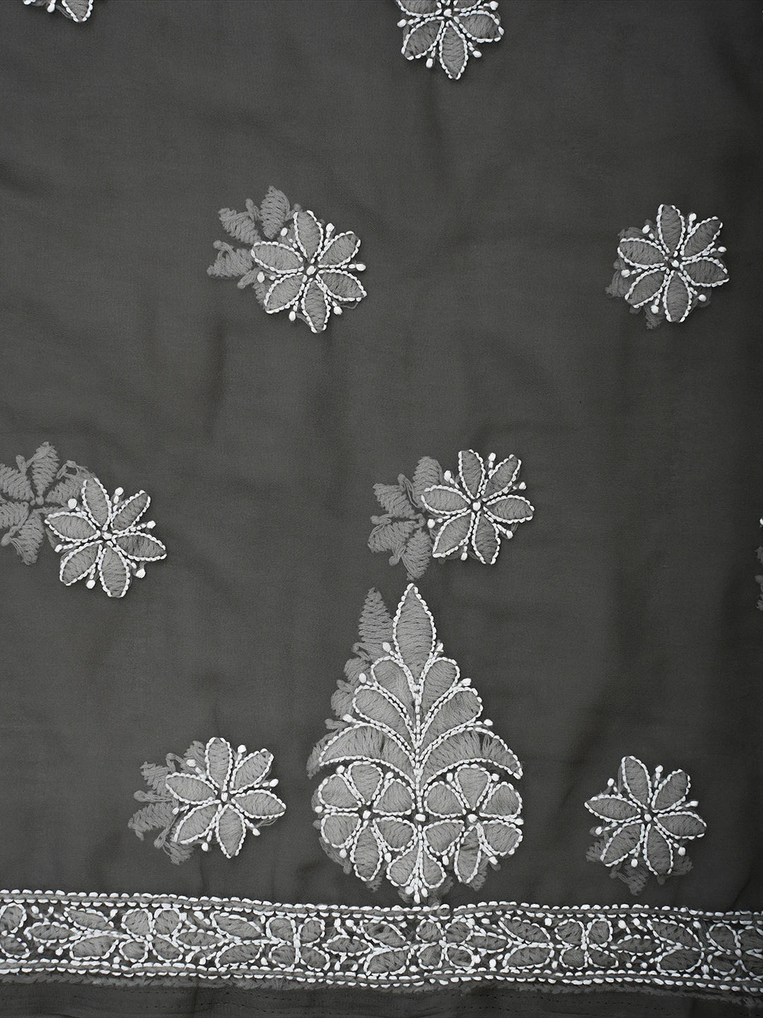 Ada Hand Embroidered Grey Georgette Lucknowi Chikankari Unstitched Suit Piece 01A711160
