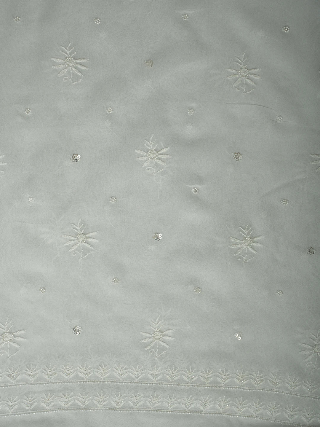 Ada Hand Embroidered White Viscose Georgette Lucknowi Chikankari Unstitched Kurta Dupatta Set With Cutdana Work 01A705078