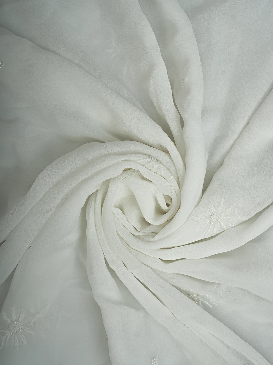Ada Hand Embroidered White Viscose Georgette Lucknowi Chikankari Unstitched Kurta Dupatta Set With Cutdana Work 01A705078