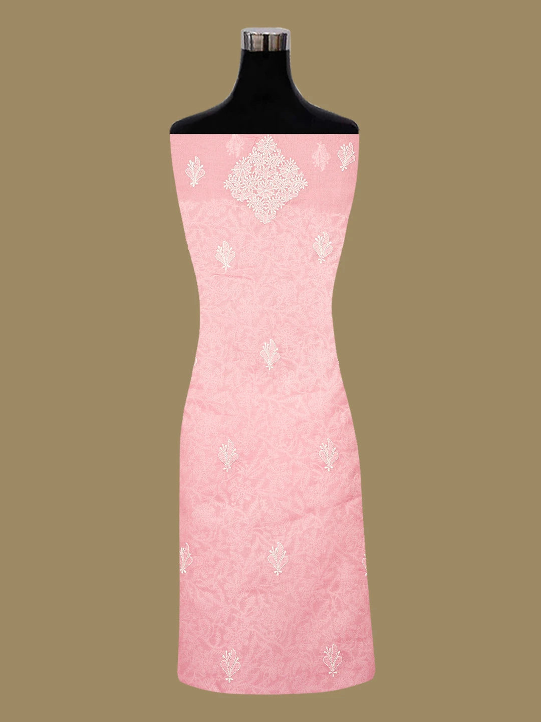 Ada Hand Embroidered Pink Cotton Lucknowi Chikankari Unstitched Kurta Piece 01A711938