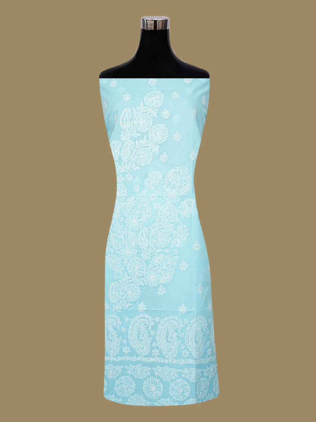 Ada Hand Embroidered Blue Cotton Lucknowi Chikankari Unstitched Kurta Piece 01A712188