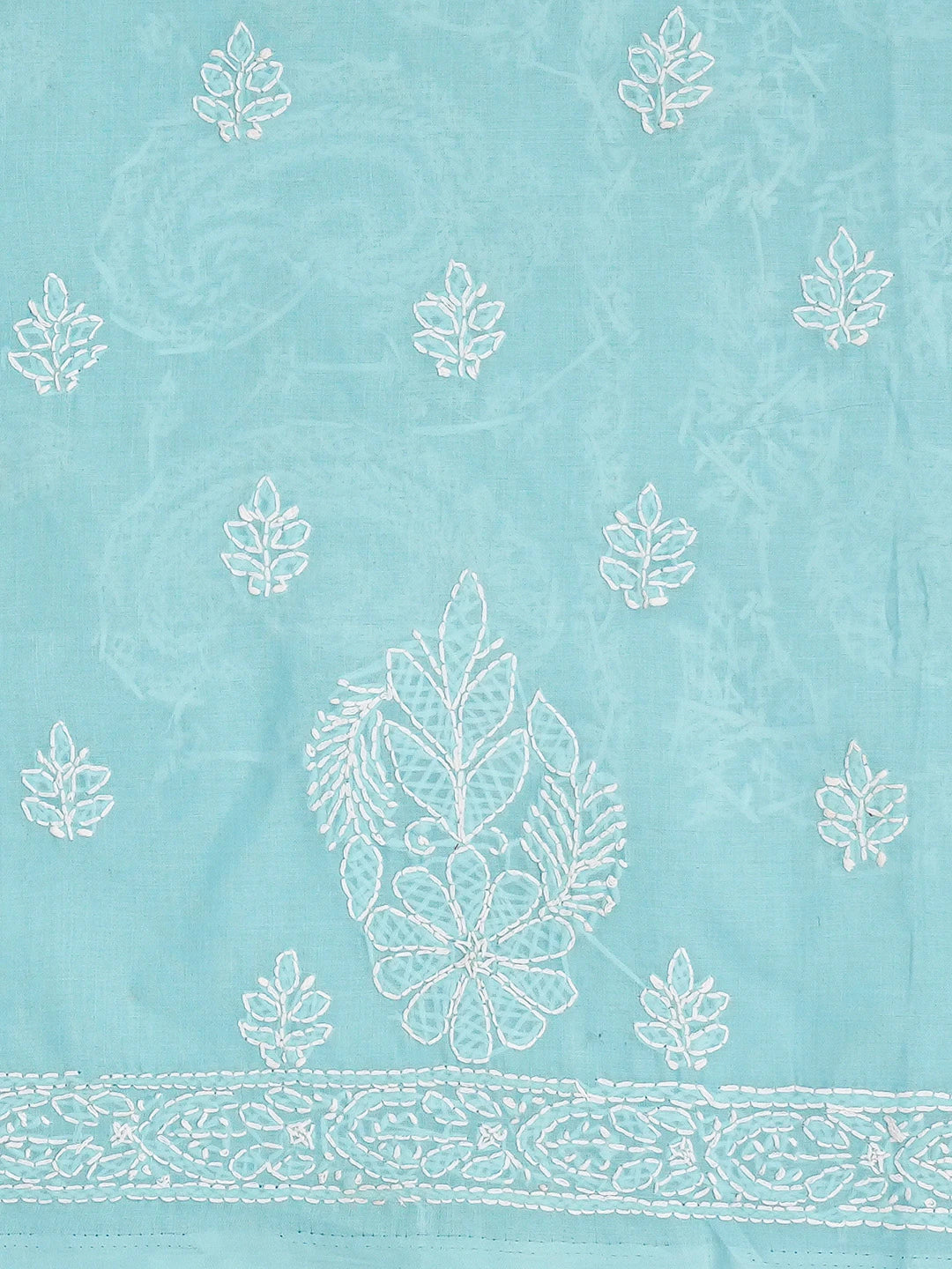 Ada Hand Embroidered Blue Cotton Lucknowi Chikankari Unstitched Kurta Piece 01A712188