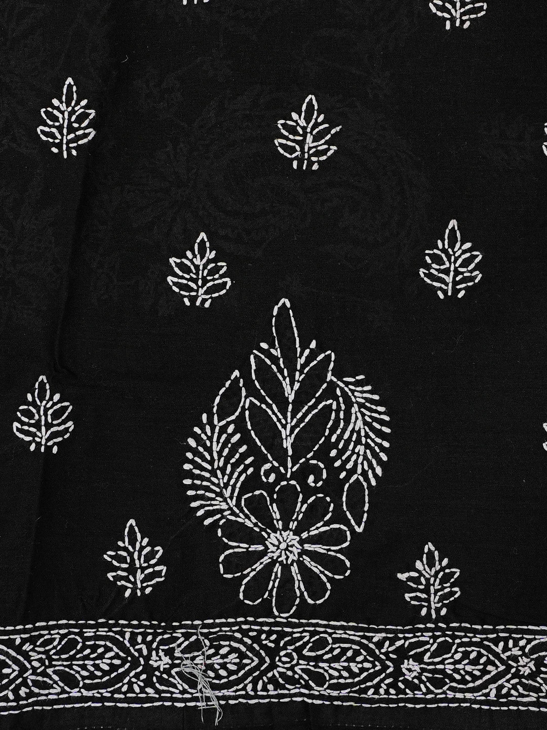 Ada Hand Embroidered Black Cotton Lucknowi Chikankari Unstitched Kurta Piece 01A712184