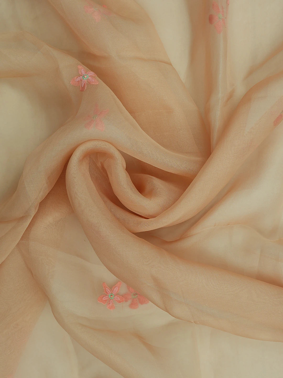 Ada Hand Embroidered Fawn Organza Lucknowi Chikankari Dupatta 01A517564