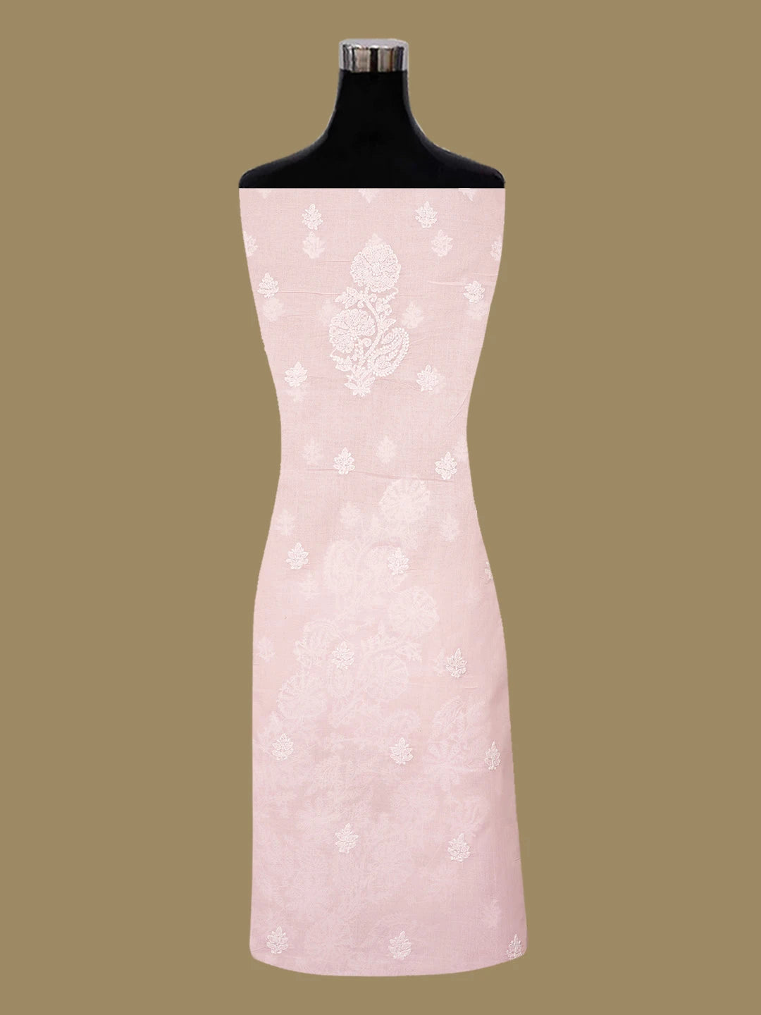 Ada Hand Embroidered Pink Cotton Lucknowi Chikankari Unstitched Kurta Piece 01A712198