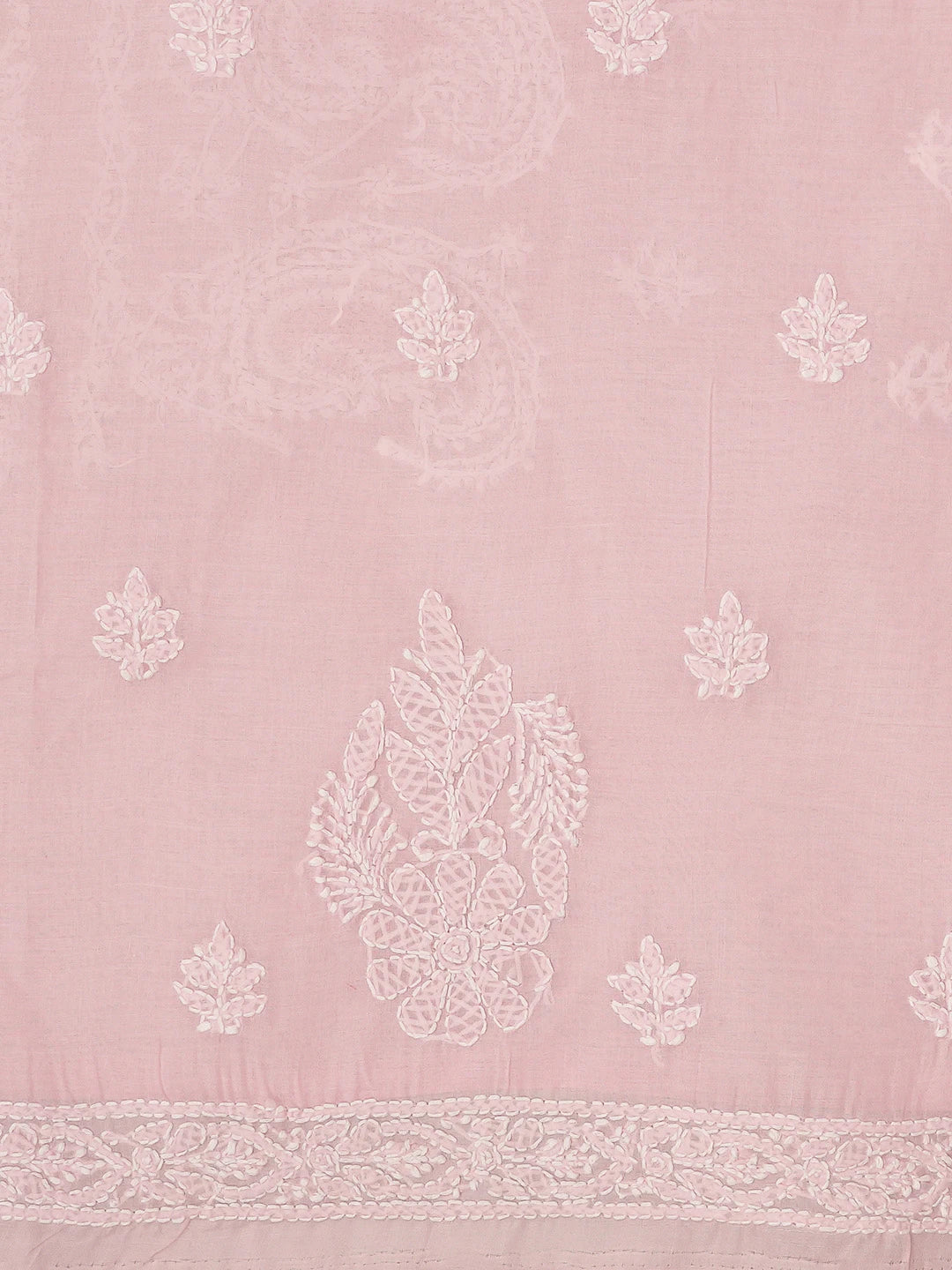 Ada Hand Embroidered Pink Cotton Lucknowi Chikankari Unstitched Kurta Piece 01A712198