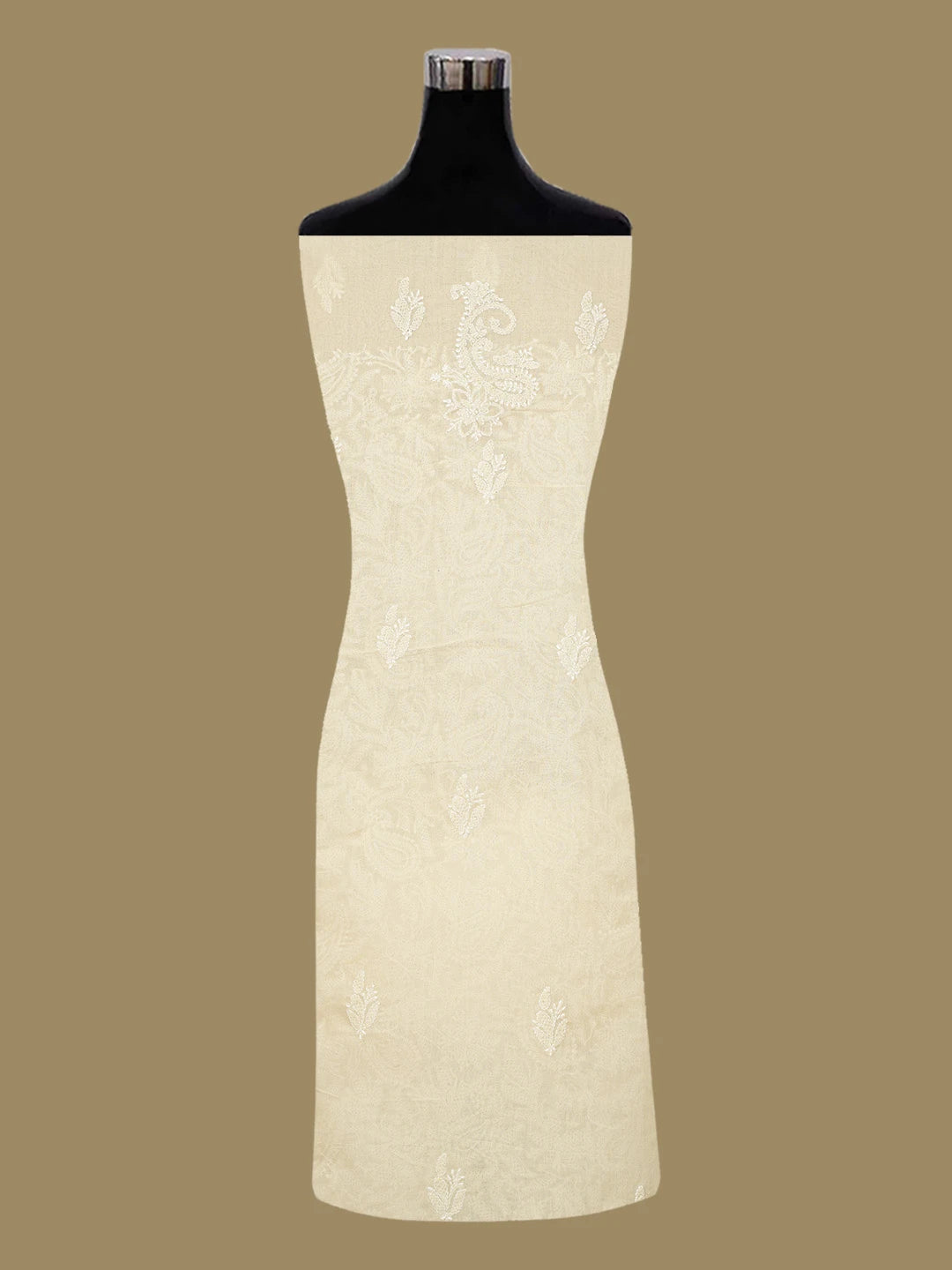 Ada Hand Embroidered Light Fawn Cotton Lucknowi Chikankari Unstitched Kurta Piece 01A711922