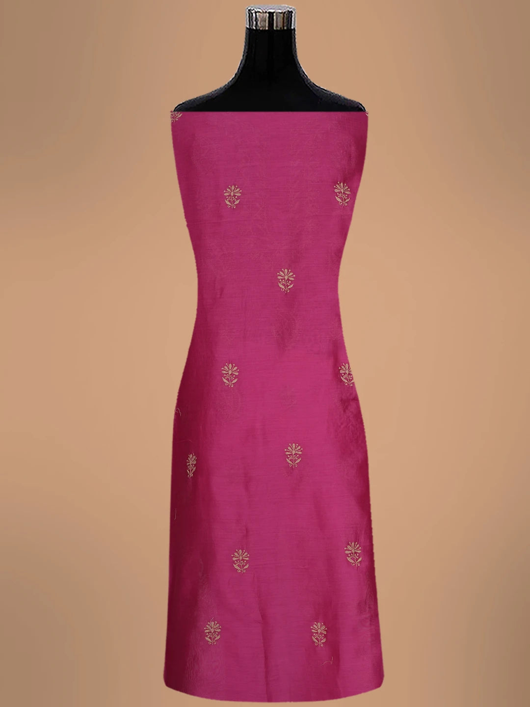 Ada Hand Embroidered Magenta Chanderi Lucknowi Chikankari Unstitched Kurta Dupatta Set 01A702263