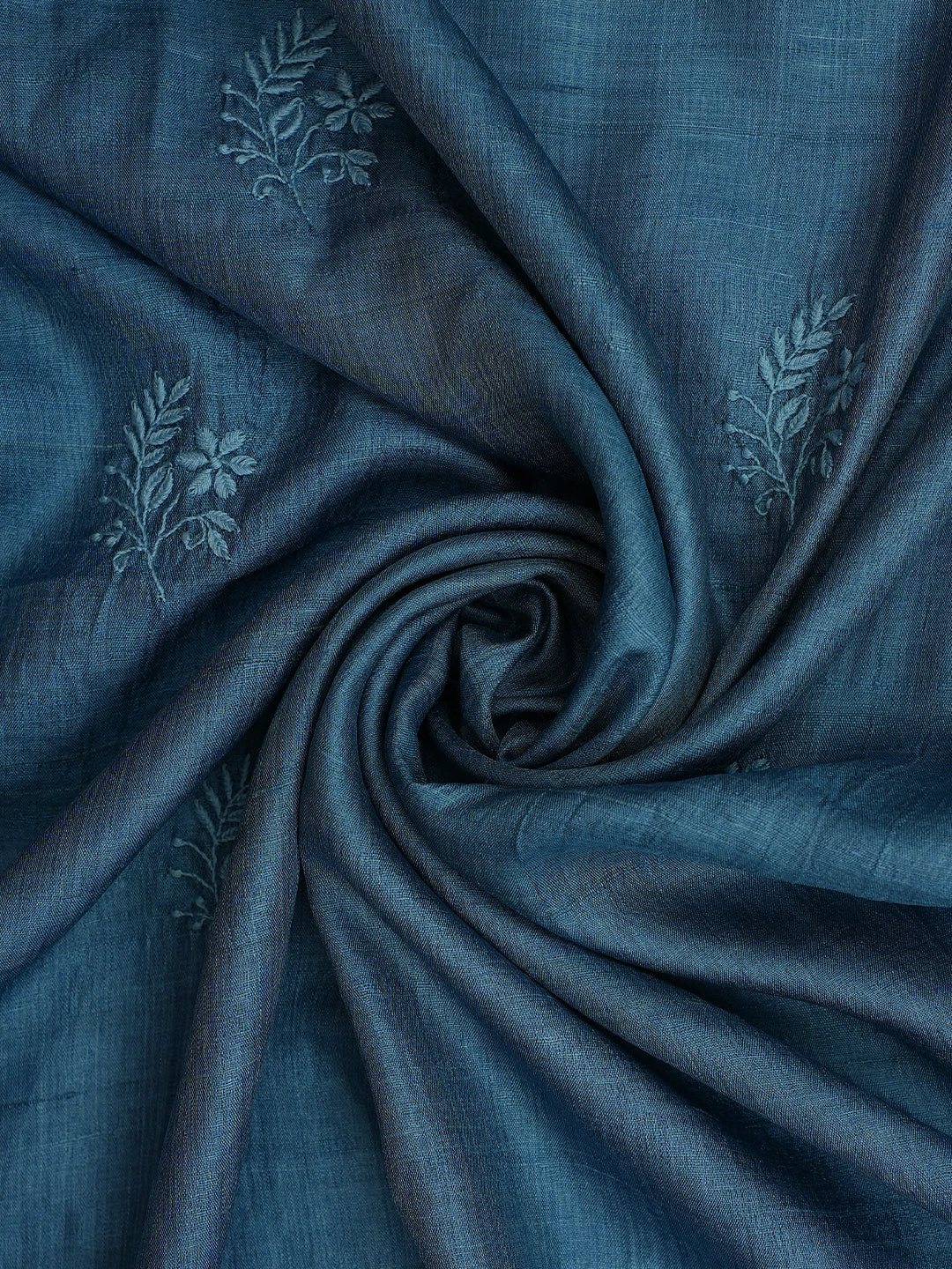 Ada Hand Embroidered Blue Tussar Silk Lucknowi Chikankari Dupatta 01A292056