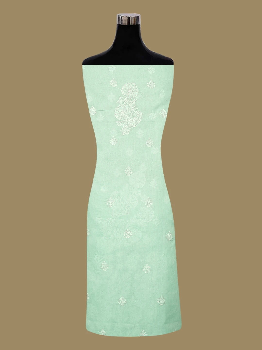 Ada Hand Embroidered SeaFoam Green Cotton Lucknowi Chikankari Unstitched Kurta Piece 01A712258