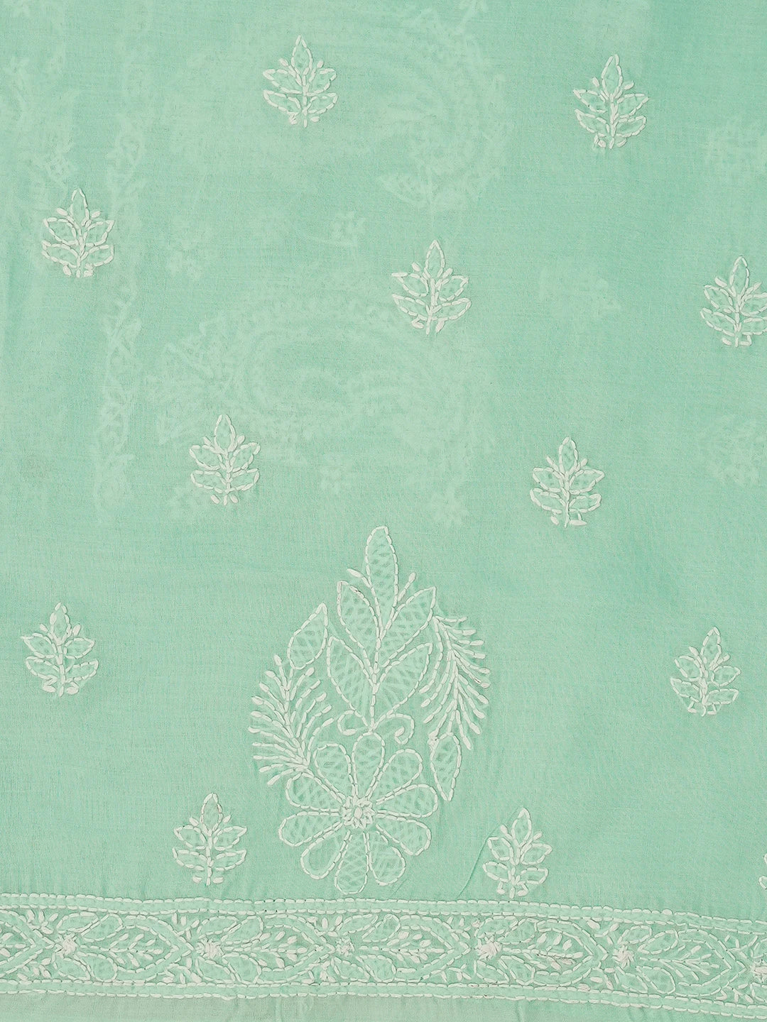 Ada Hand Embroidered SeaFoam Green Cotton Lucknowi Chikankari Unstitched Kurta Piece 01A712258