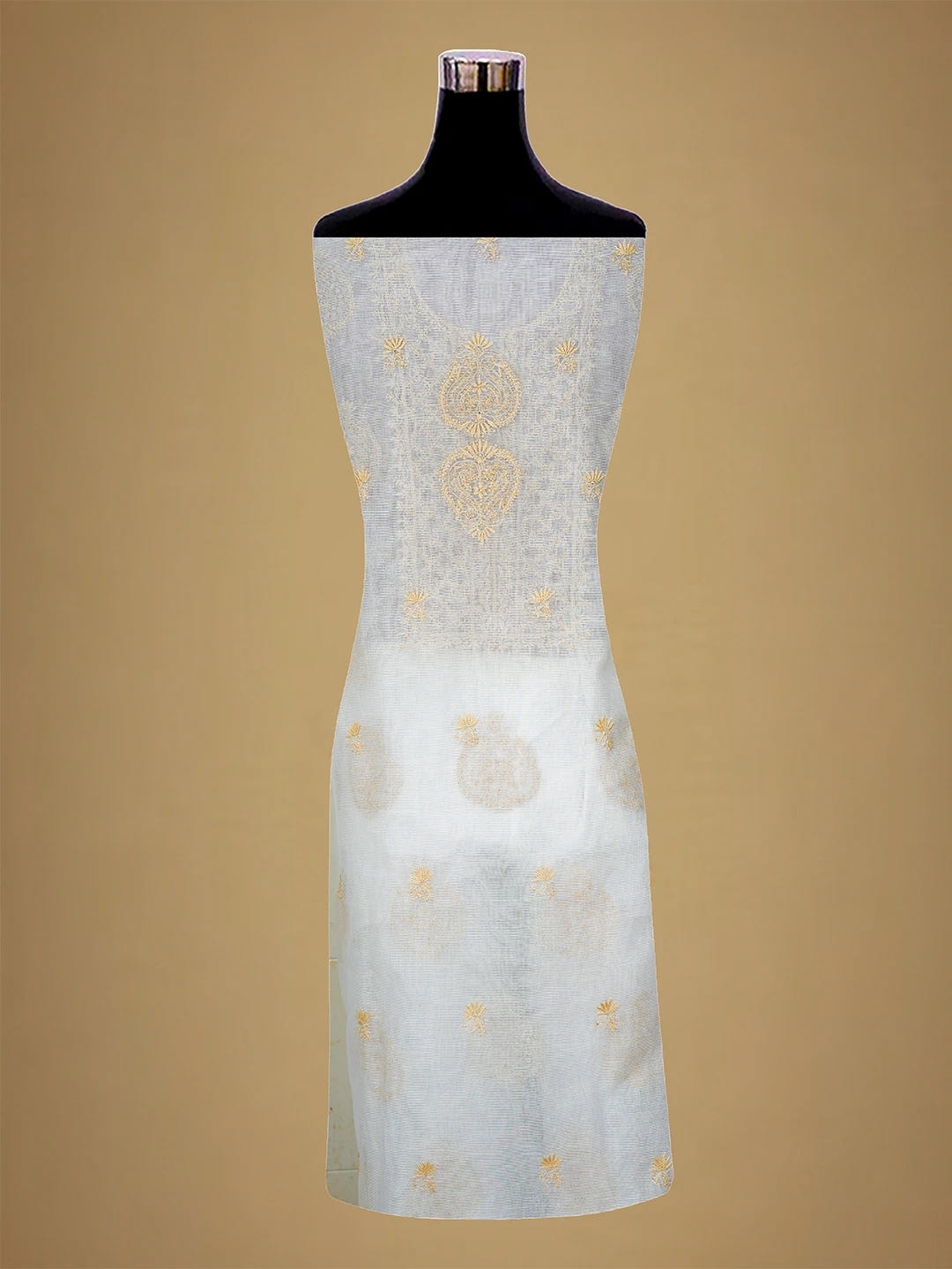 Ada Hand Embroidered White Kota Lucknowi Chikankari Unstitched Suit Piece 01A67183