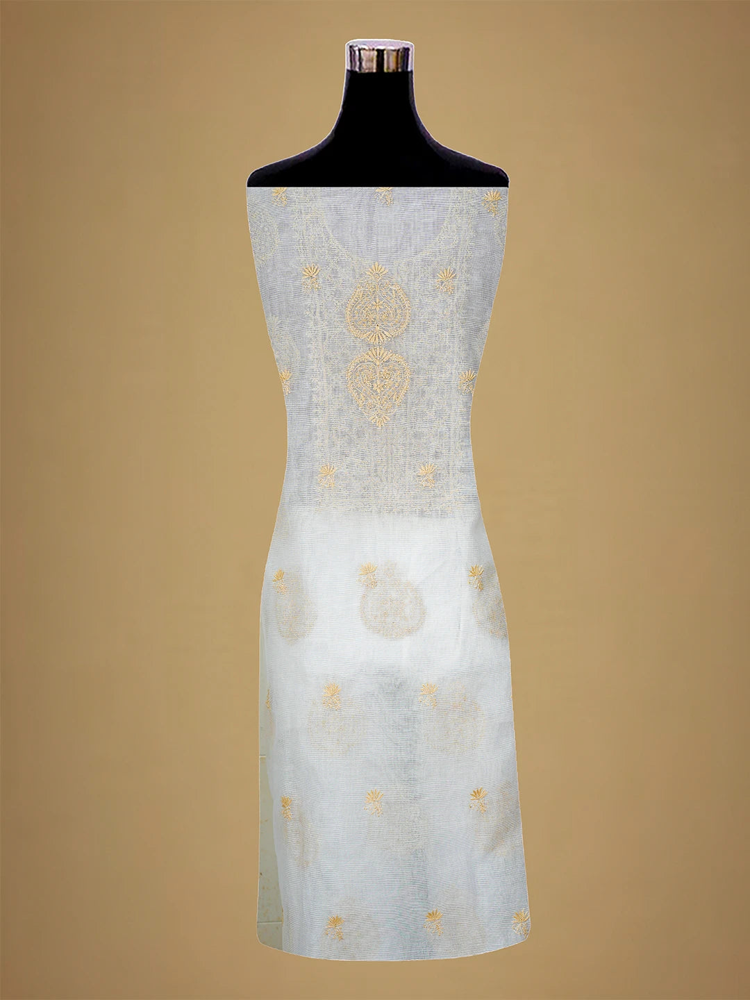 Ada Hand Embroidered White Kota Lucknowi Chikankari Unstitched Suit Piece 01A67183