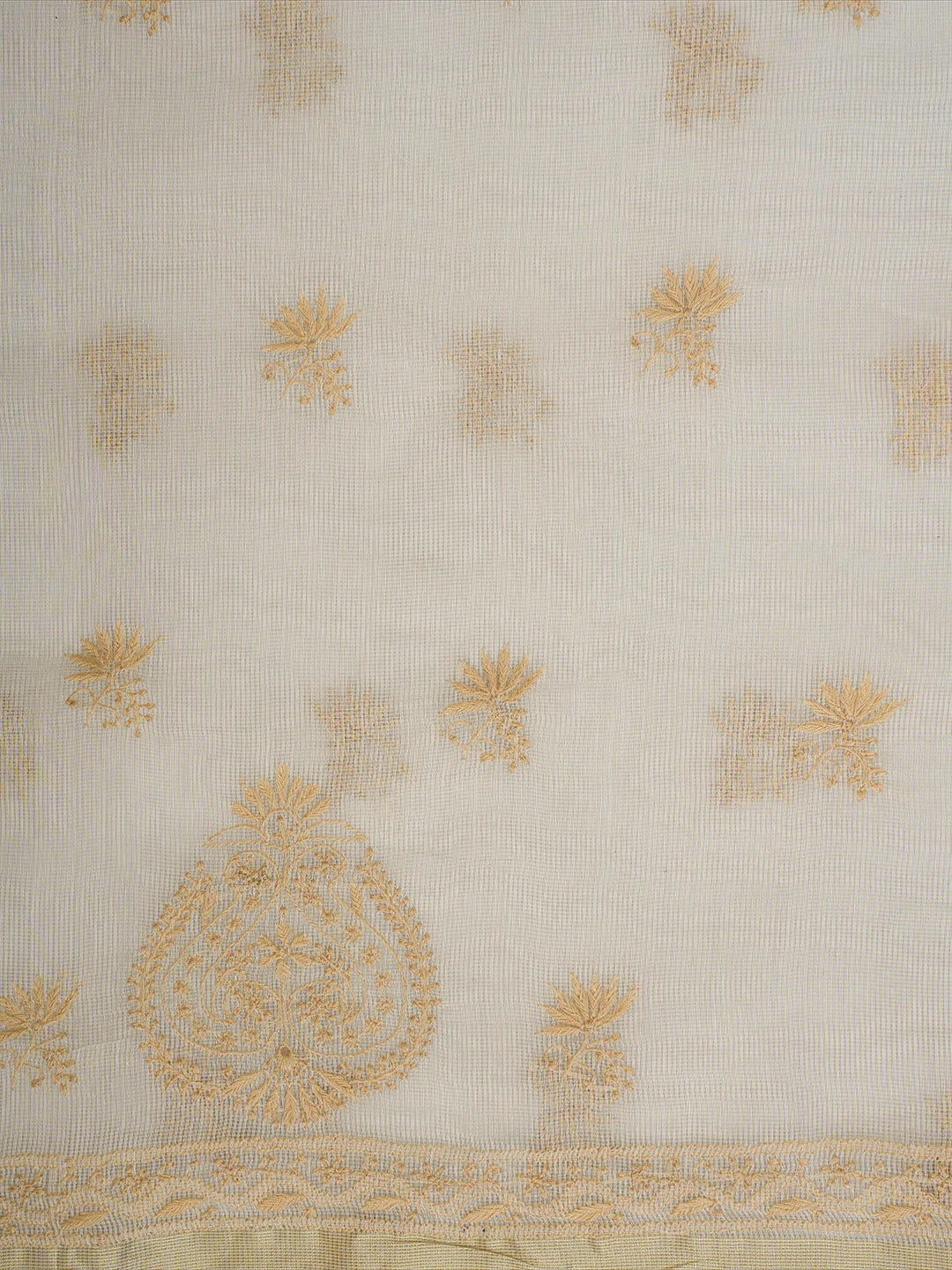 Ada Hand Embroidered White Kota Lucknowi Chikankari Unstitched Suit Piece 01A67183