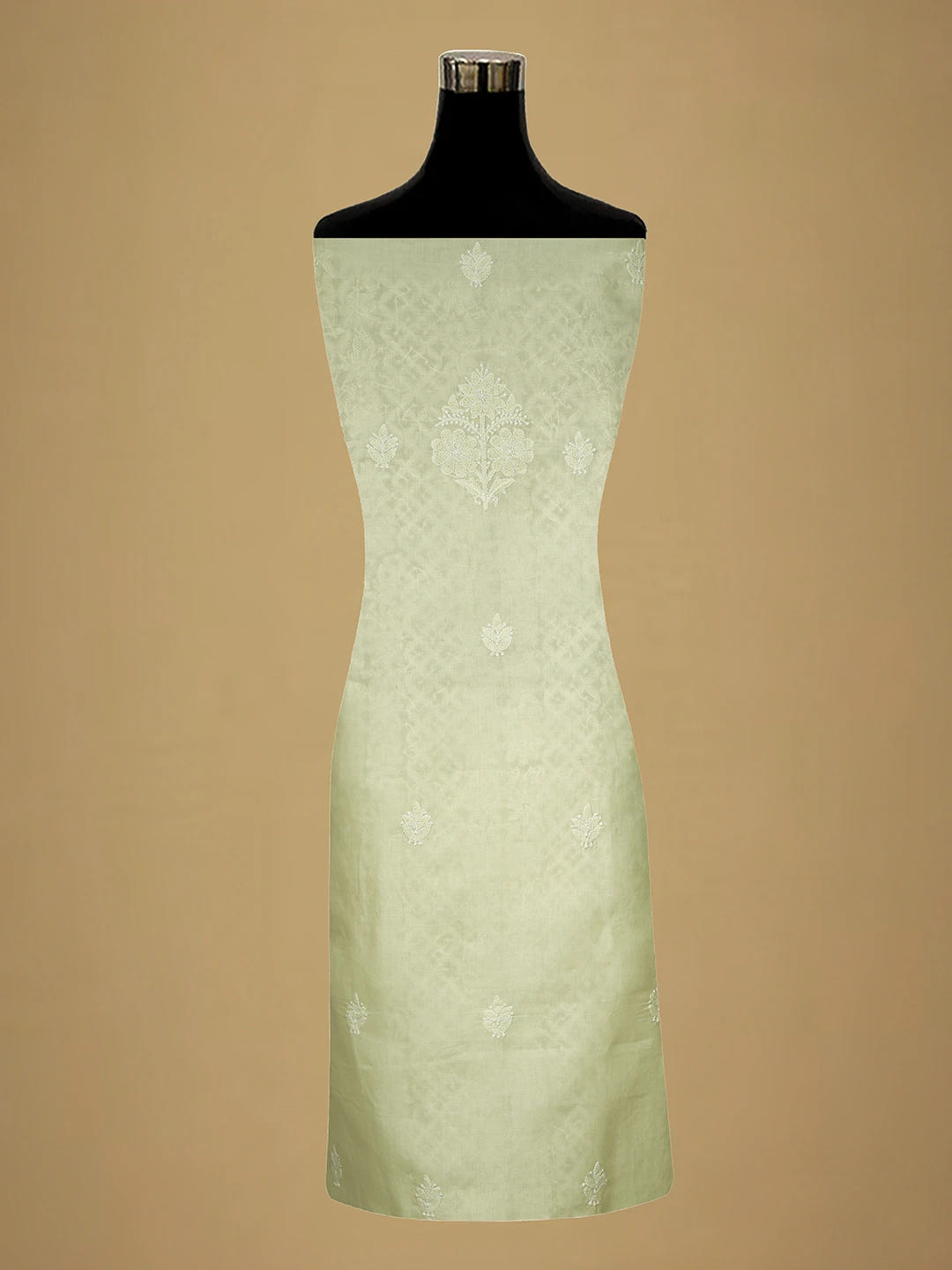 Ada Hand Embroidered Cream Cotton Lucknowi Chikankari Unstitched Suit Piece 01A710377