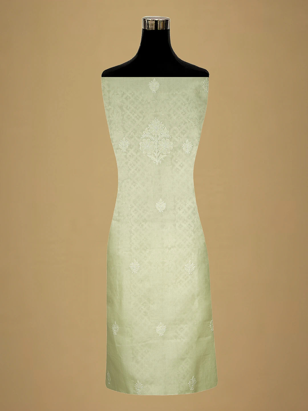 Ada Hand Embroidered Cream Cotton Lucknowi Chikankari Unstitched Suit Piece 01A710377