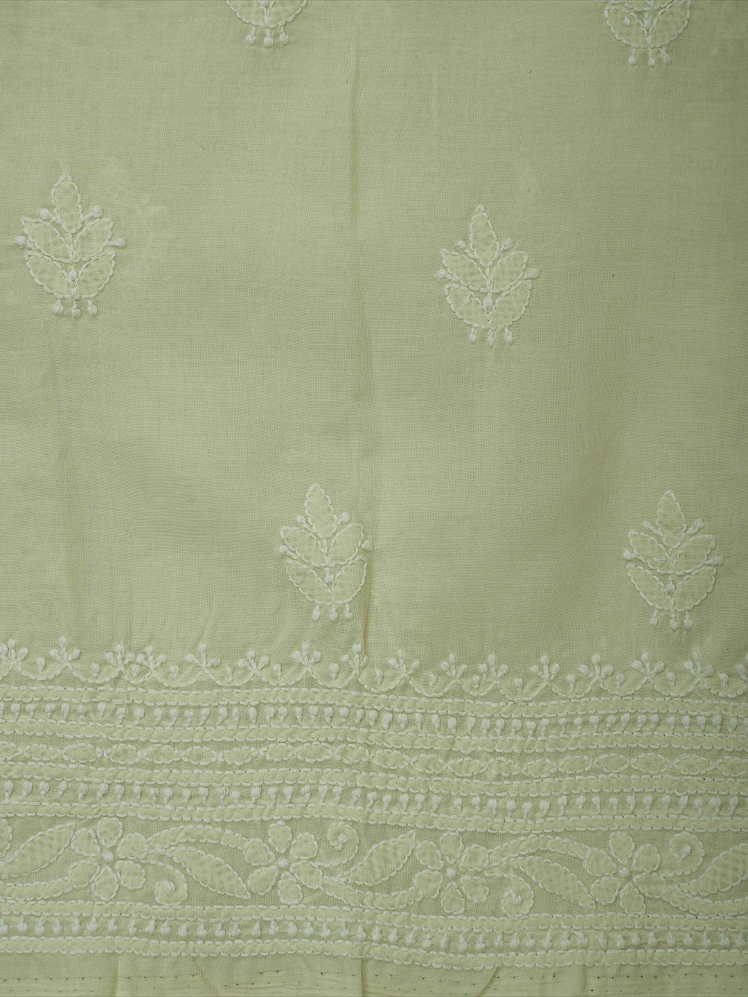 Ada Hand Embroidered Cream Cotton Lucknowi Chikankari Unstitched Suit Piece 01A710377