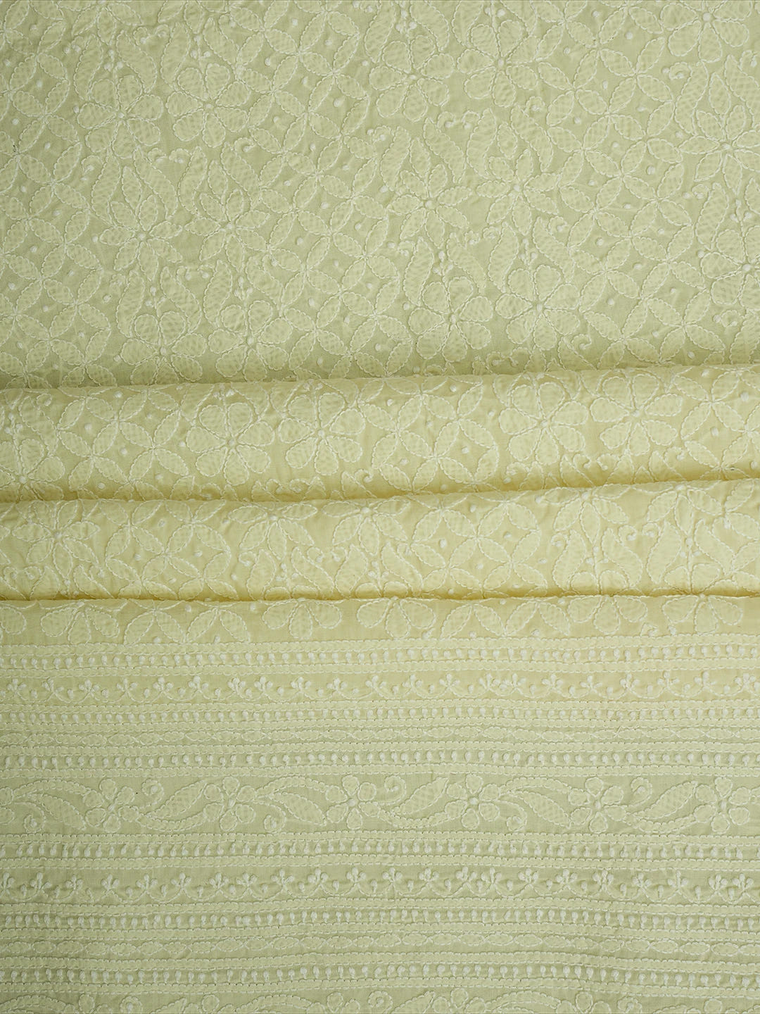 Ada Hand Embroidered Cream Cotton Lucknowi Chikankari Unstitched Suit Piece 01A710377