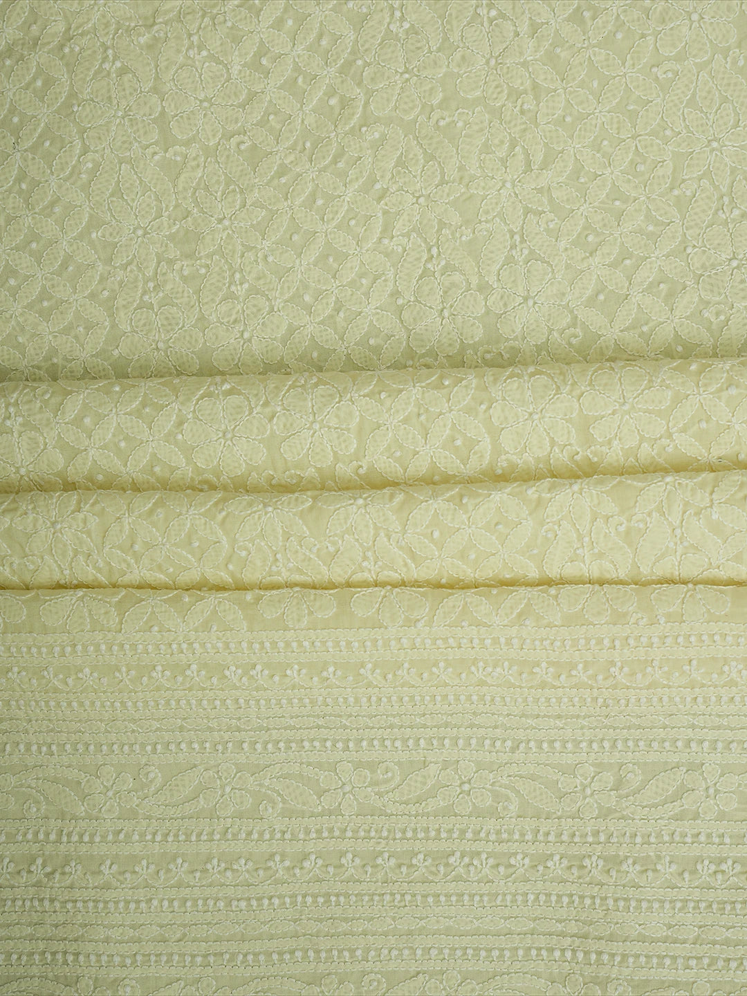 Ada Hand Embroidered Cream Cotton Lucknowi Chikankari Unstitched Suit Piece 01A710377