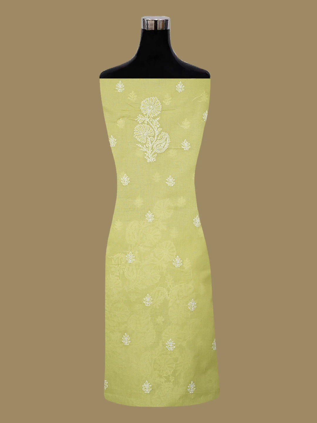 Ada Hand Embroidered Green Cotton Lucknowi Chikankari Unstitched Kurta Piece 01A712140