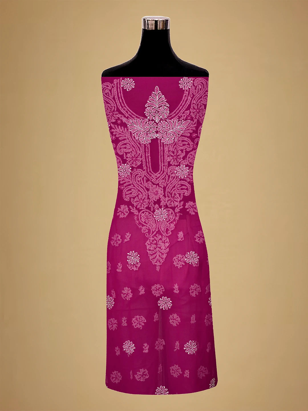 Ada Hand Embroidered Magenta Georgette Lucknowi Chikankari Unstitched Suit Piece 01A711166