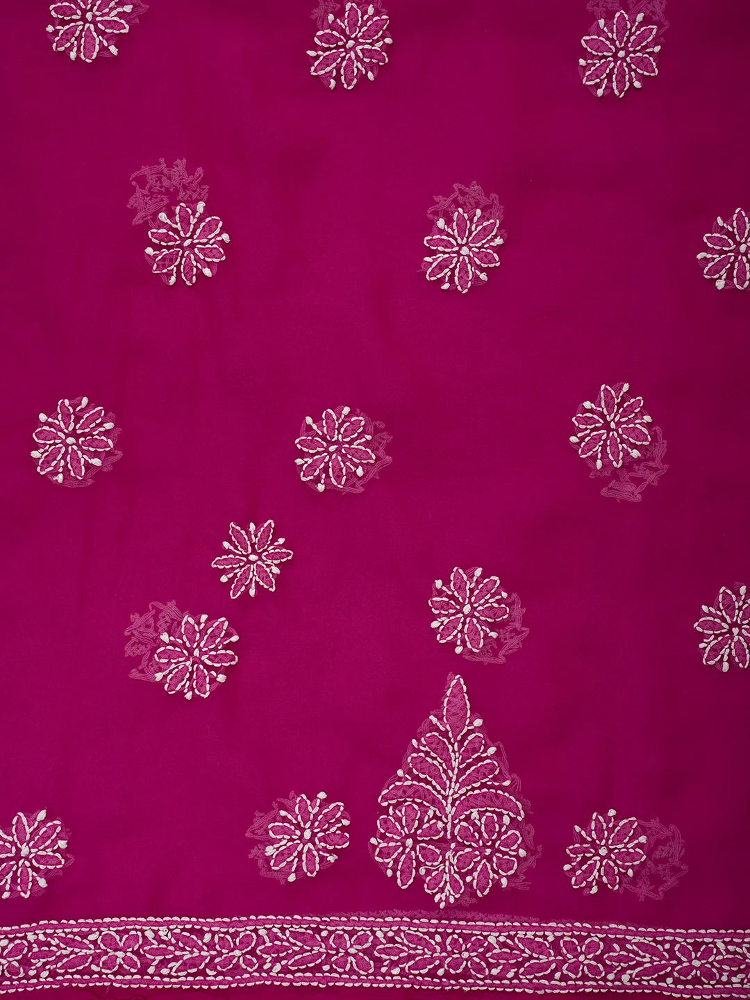 Ada Hand Embroidered Magenta Georgette Lucknowi Chikankari Unstitched Suit Piece 01A711166