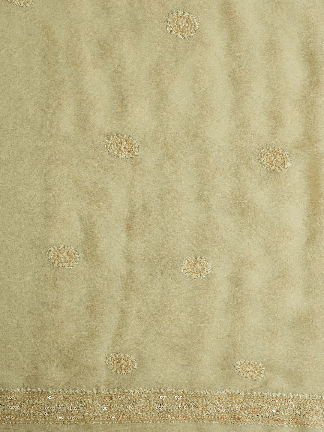 Ada Hand Embroidered Fawn Viscose Georgette Lucknowi Chikankari Unstitched Men's Kurta Piece With Sequinned Work 01A532254